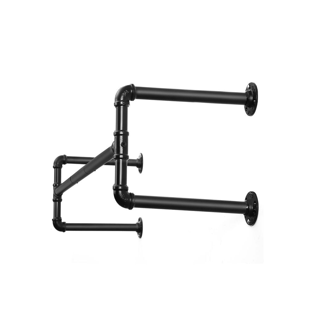 SONGMICS Sina metalica de agatat haine, montare pe perete, aspect industrial, 112x30x30cm, negru - 9