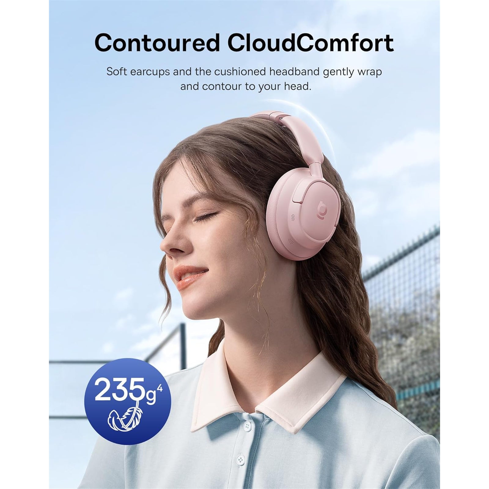 CASTI Baseus Inspire BH1, Wireless Noise Cancelling Headphones OS, pt smartphone, over-ear, sunet Hi-Res, microfon pe casca, conectare prin Bluetooth 5.0, roz "A0203704" (timbru verde 0.18 lei) - 6932172698584