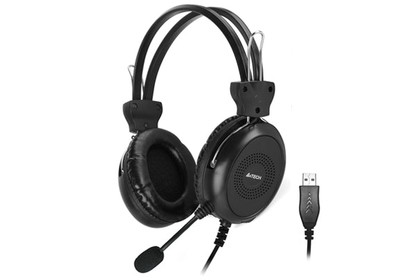 CASTI A4tech, cu fir, standard, utilizare multimedia, microfon pe brat, conectare prin USB 2.0, negru, "HU-30"