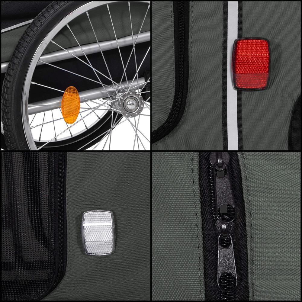 Remorca bicicleta pentru transport animale, cu acoperis impermeabil, maxim 40 kg, verde si negru