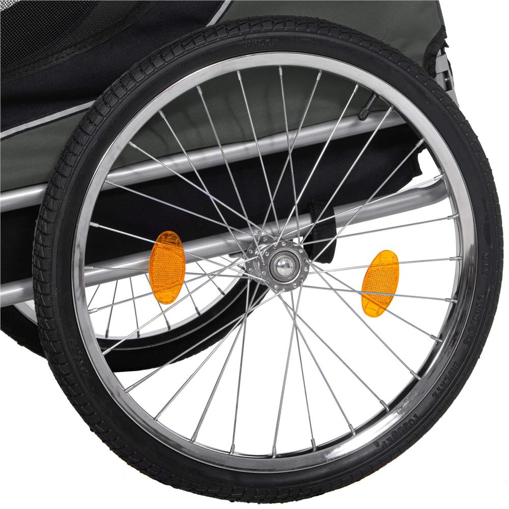 Remorca bicicleta pentru transport animale, cu acoperis impermeabil, maxim 40 kg, verde si negru