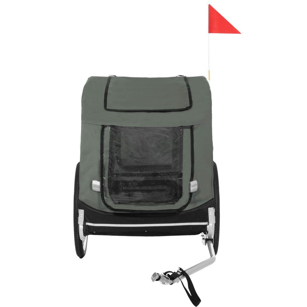 Remorca bicicleta pentru transport animale, cu acoperis impermeabil, maxim 40 kg, verde si negru