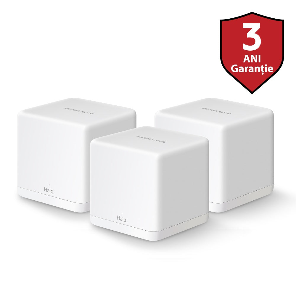 MESH MERCUSYS, wireless, router AC1300, pt interior, 1300 Mbps, port LAN si WAN Gigabit, 2.4 GHz | 5 GHz, antena interna x 2, standard 802.11ac, "Halo H30G(3-pack)"