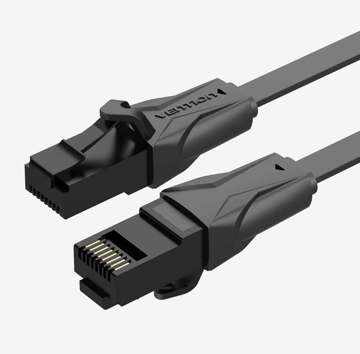 Patch Cord UTP Vention, Cat. 6, 0.75m, flat cable, conductor cupru - aluminiu, viteza max transfer 1 Gbps, invelis PVC, negru, "IBABE" - 6922794722385