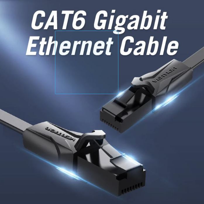 Patch Cord UTP Vention, Cat. 6, 30m, flat cable, conductor cupru - aluminiu, viteza max transfer 1 Gbps, invelis PVC, negru, "IBABT" - 6922794722309