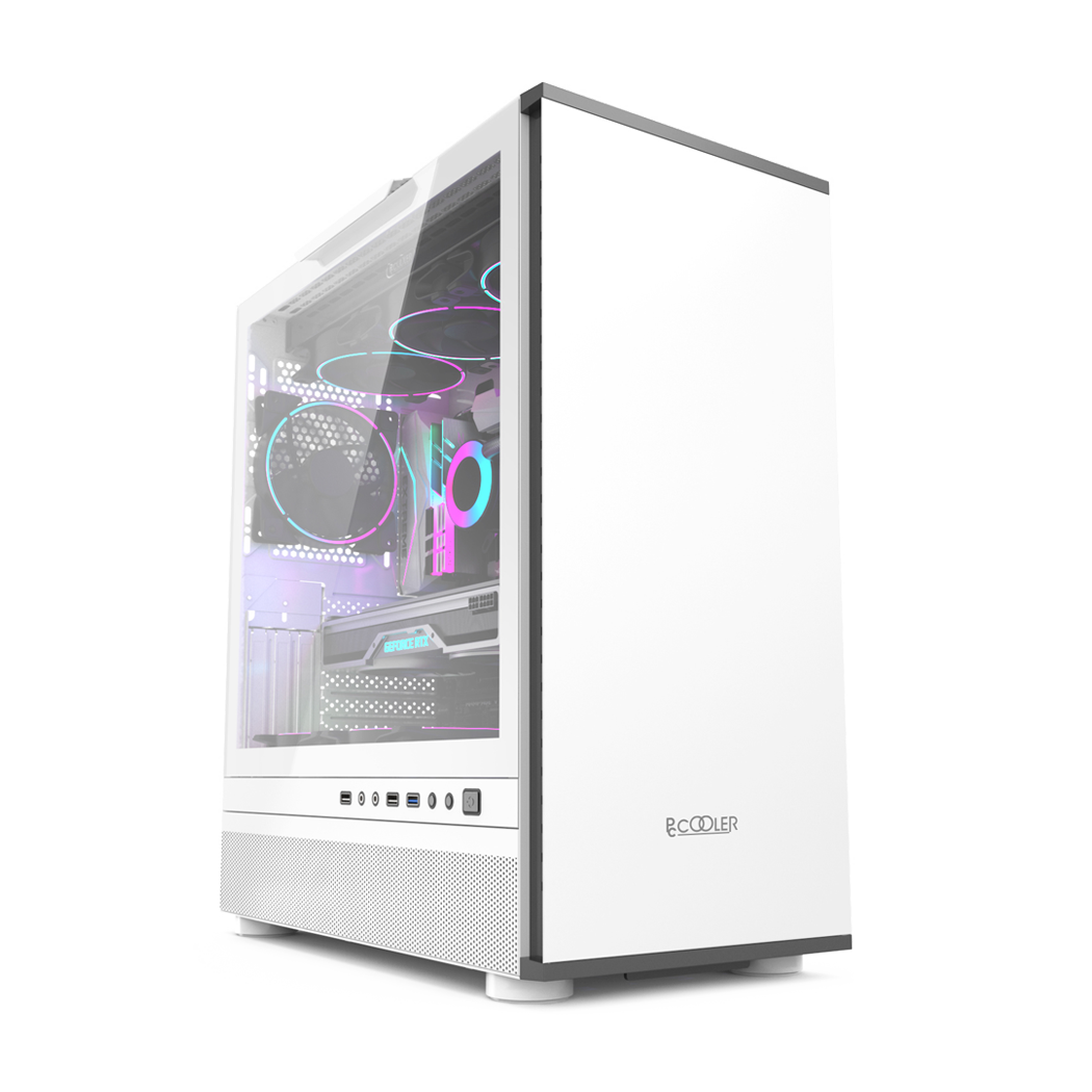 CARCASA PCCOOLER, Tower, ATX, fara sursa, sticla securizata, 1 ventilator inclus , alb, USB 3.2 gen 1 x 1, USB 2.0 x 2, mic, audio, "IE200W"