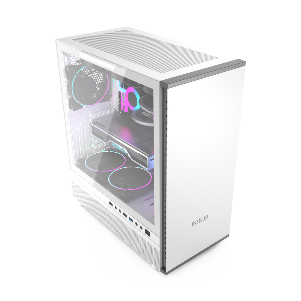 CARCASA PCCOOLER, Tower, ATX, fara sursa, sticla securizata, 1 ventilator inclus , alb, USB 3.2 gen 1 x 1, USB 2.0 x 2, mic, audio, "IE200W"