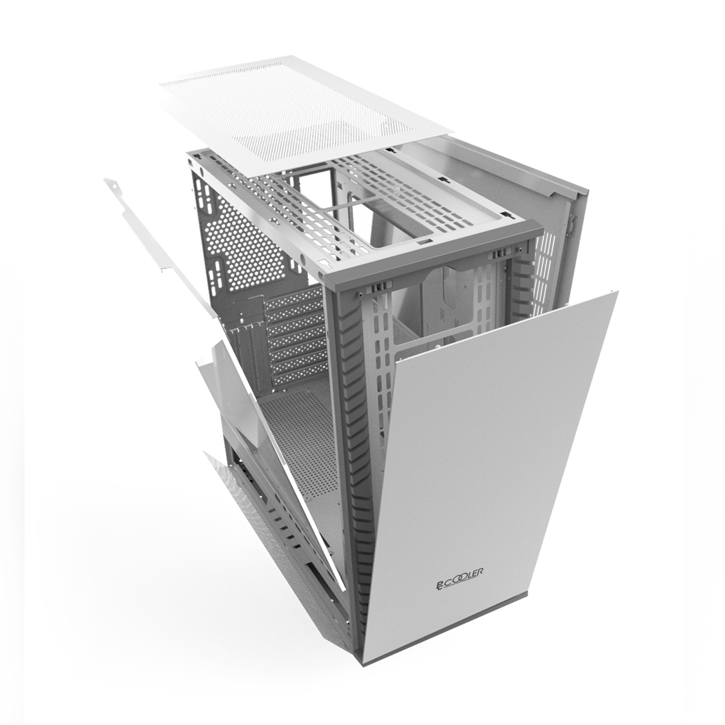 CARCASA PCCOOLER, Tower, ATX, fara sursa, sticla securizata, 1 ventilator inclus , alb, USB 3.2 gen 1 x 1, USB 2.0 x 2, mic, audio, "IE200W"