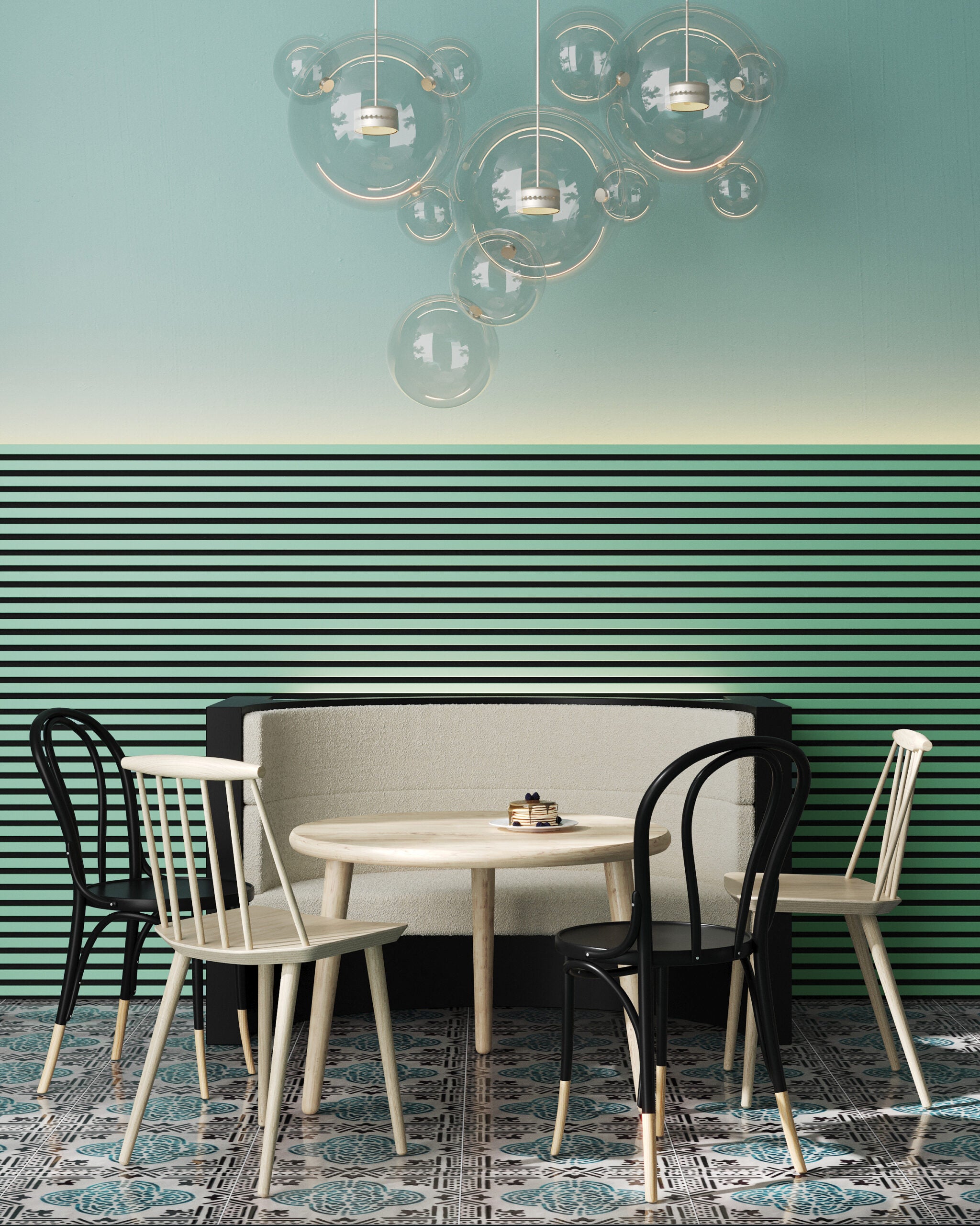 Riflaj MDF decorativ LDA PREMIUM de tip Panou Acustic, Verde Salvie, 260x40 cm