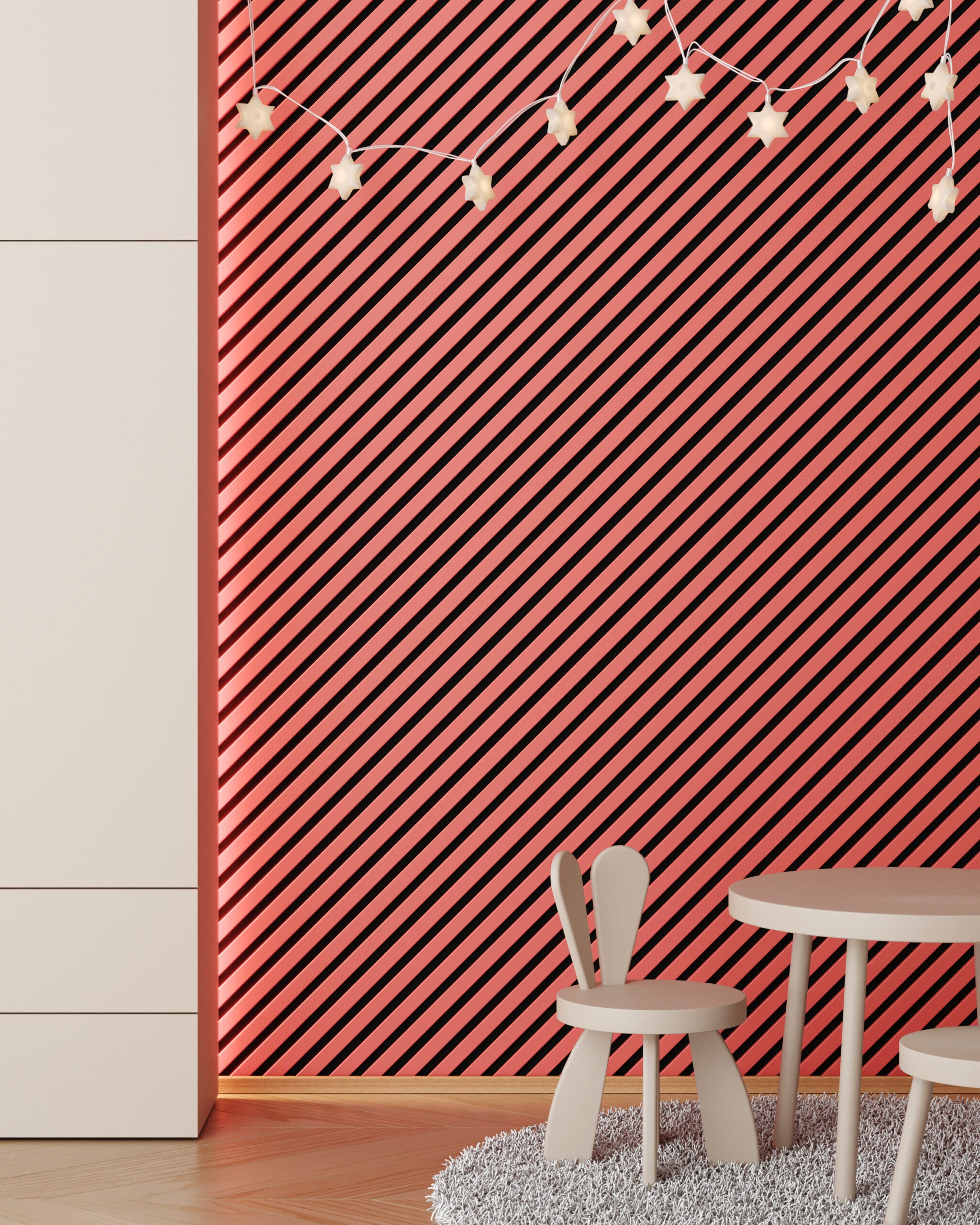 Riflaj MDF decorativ LDA PREMIUM de tip Panou Acustic, Coral, 260x40 cm