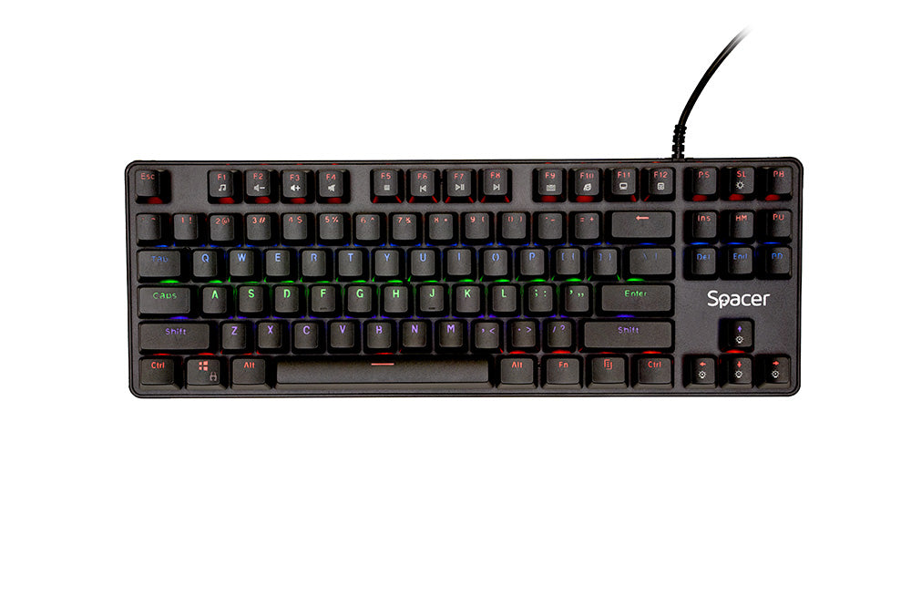 TASTATURA MECANICA SPACER USB IMMORTAL, switch-uri mecanice albastre, 50 mil. apasari, 87 taste, anti-ghosting 26 taste, anti-spill, black, "SPKB-MK-IMMORTAL"