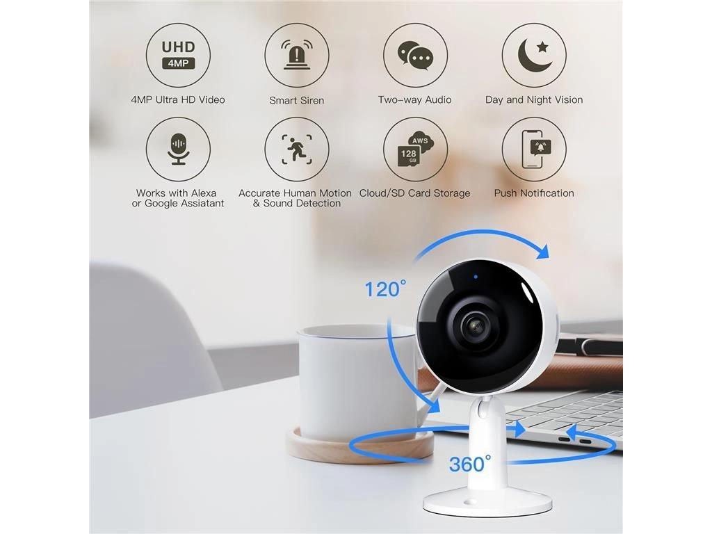 Camera supraveghere Arenti, 2.5K, 4 MP, mini, wireless 2.4 GHz, stocare in cloud optional, card MicroSD max 128 GB, interior, LED IR 10m, audio bidirectional, compatibil Alexa si Google Assistant, "IN1Q" (timbru verde 0.8 lei)