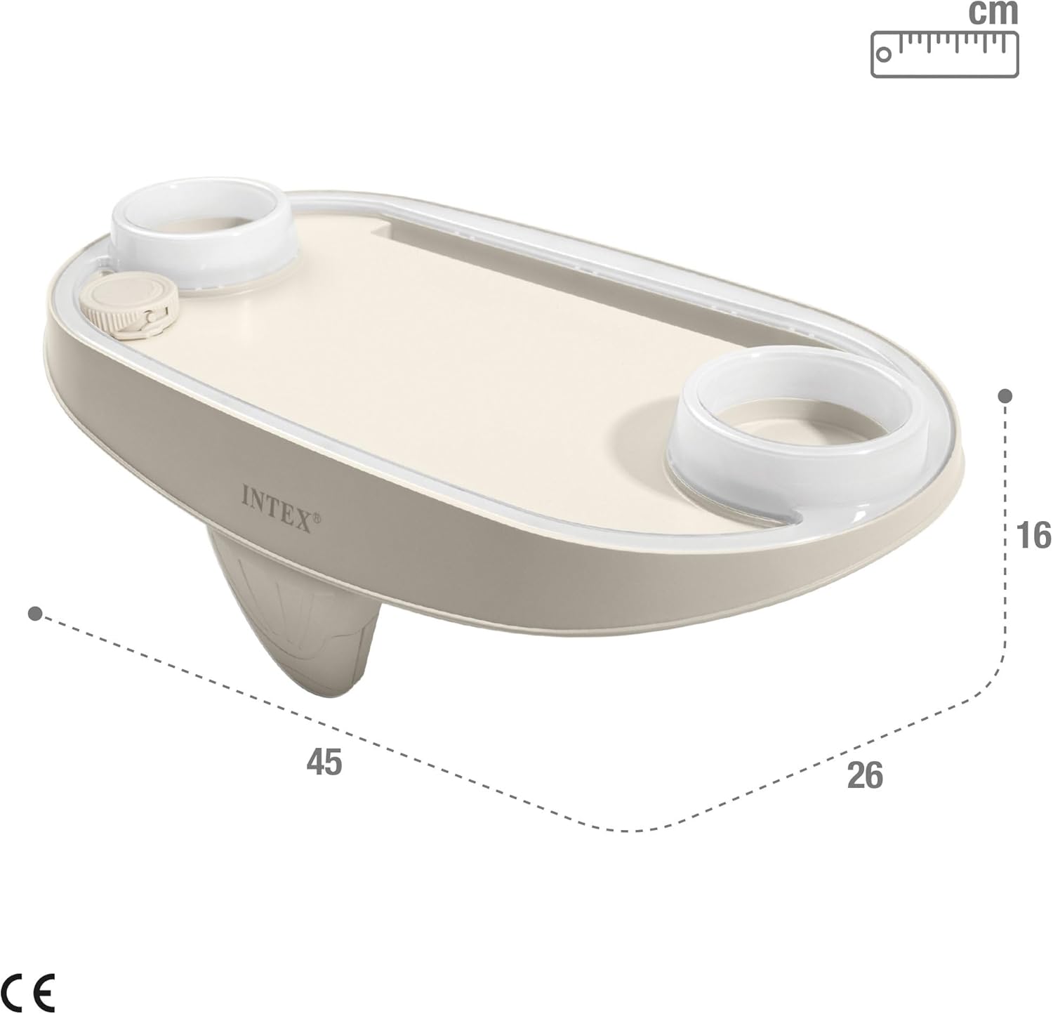 Suport pentru bauturi si telefon Intex 28520, 45x26x16 cm, PVC, cu iluminare LED, bej