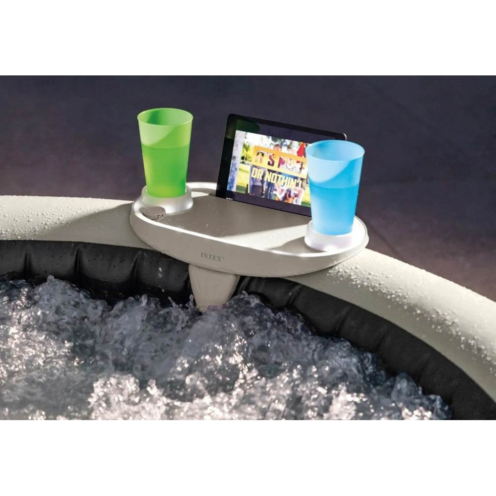 Suport pentru bauturi si telefon Intex 28520, 45x26x16 cm, PVC, cu iluminare LED, bej