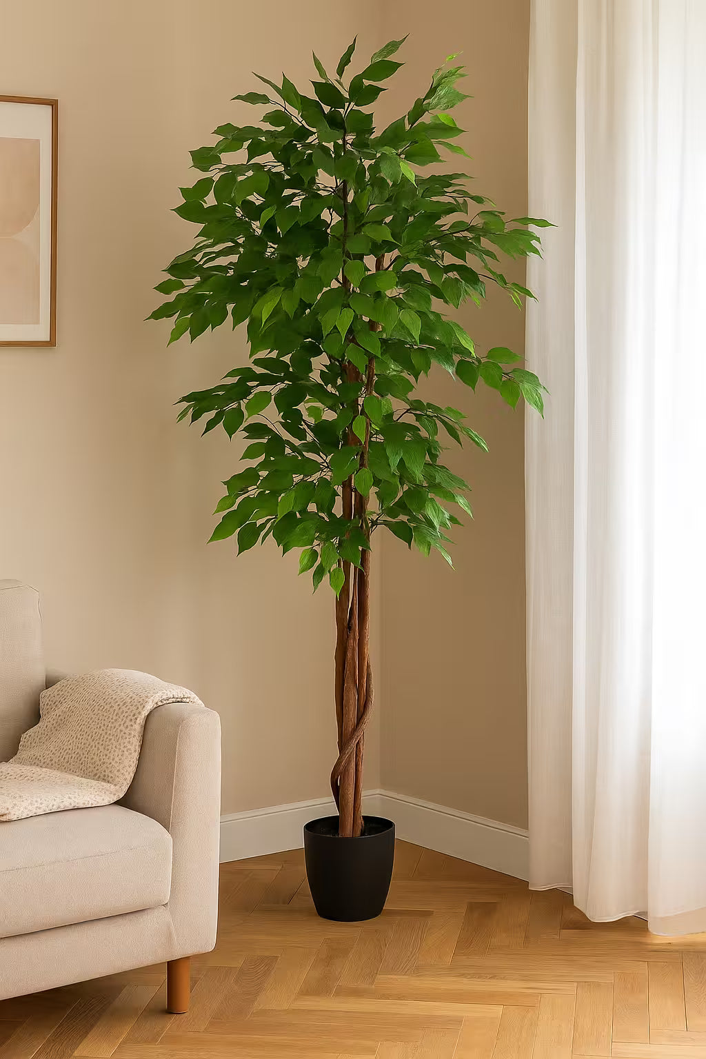 Ficus artificial Atmosphera in ghiveci decorativ, 185 cm, verde
