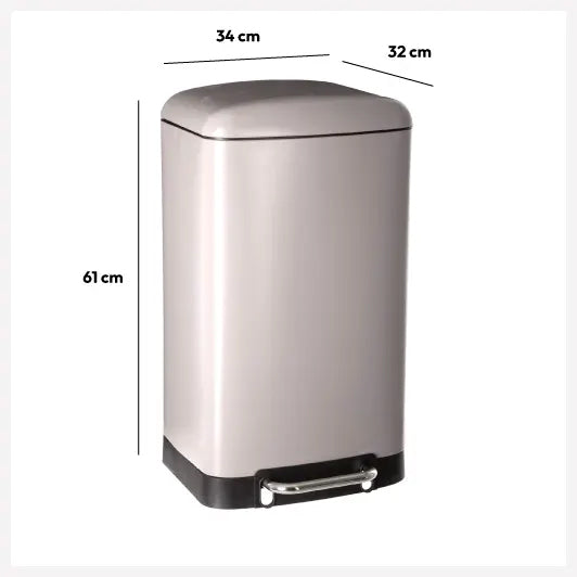 Cos gunoi cu pedala 30L 5Five Ariane, forma rotunda, otel inoxidabil si PP, 34x30,5x61 cm, taupe