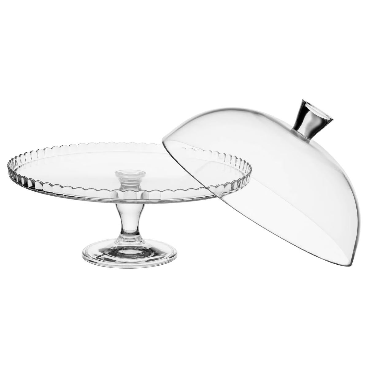 Platou tort Atmosphera Lara din sticla cu capac, diametru 32 cm, transparent