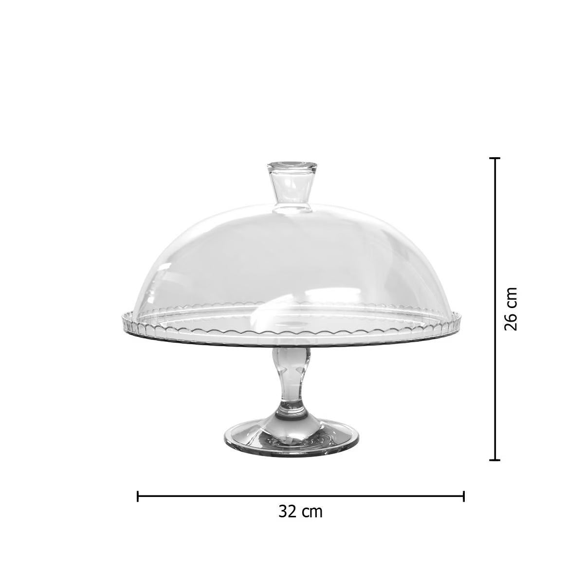 Platou tort Atmosphera Lara din sticla cu capac, diametru 32 cm, transparent