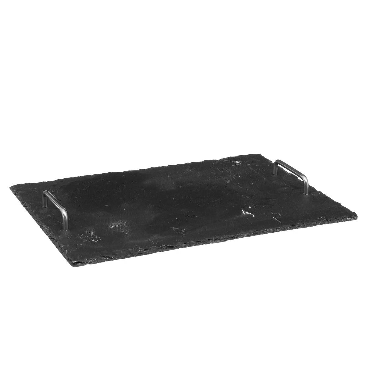Tava dreptunghiulara Atmosphera din ardezie cu manere, 40x30x3 cm, negru