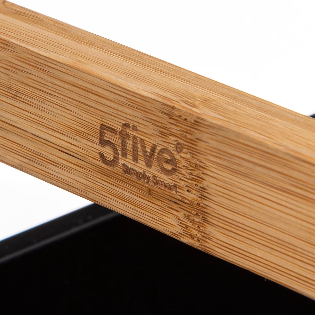 Etajera cu roti Atmosphera Natureo cu 3 niveluri, bambus si MDF, 41x20x81 cm, negru