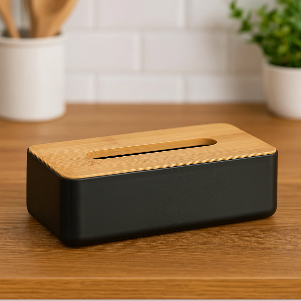 Cutie servetele 5Five Natureo cu capac detasabil, polipropilena, 26x13x9 cm, negru
