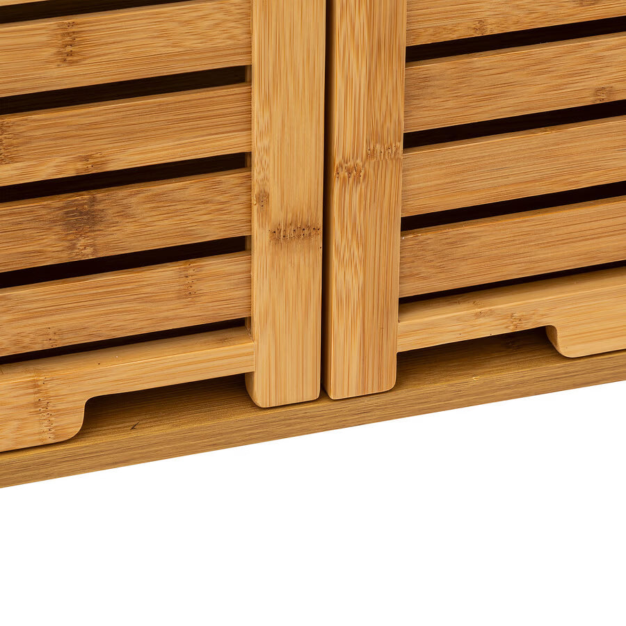 Dulap suspendat 5Five Sicela cu usa si rafturi, bambus si MDF, 52x20x59 cm, natur
