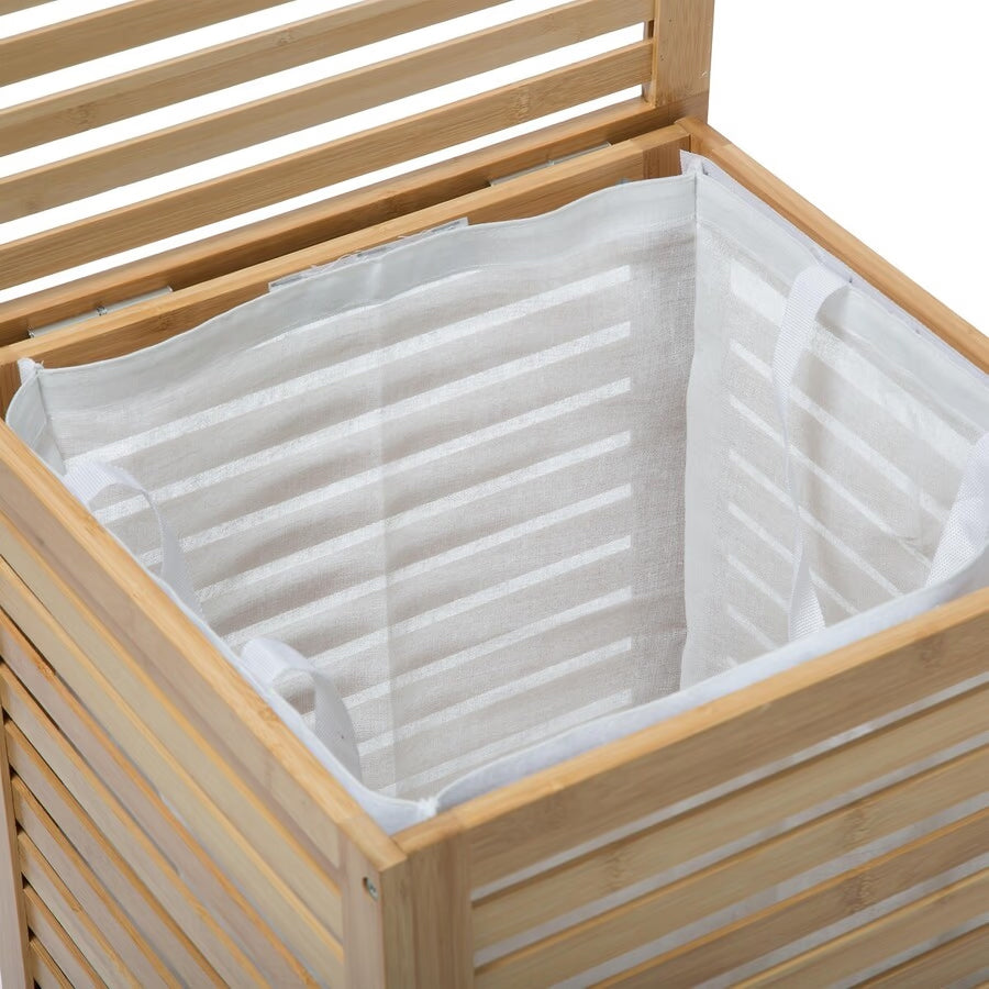 Cos rufe 5Five Sicela din lemn MDF, capacitate 65 litri, 40x40x58 cm, natur