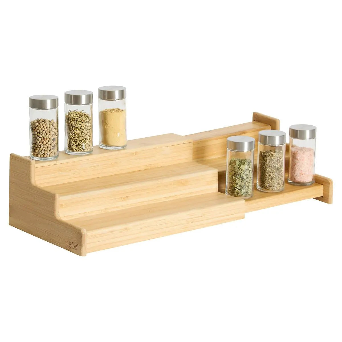 Etajera extensibila suport condimente 5Five, bambus, 32x20x11 cm, maro natural