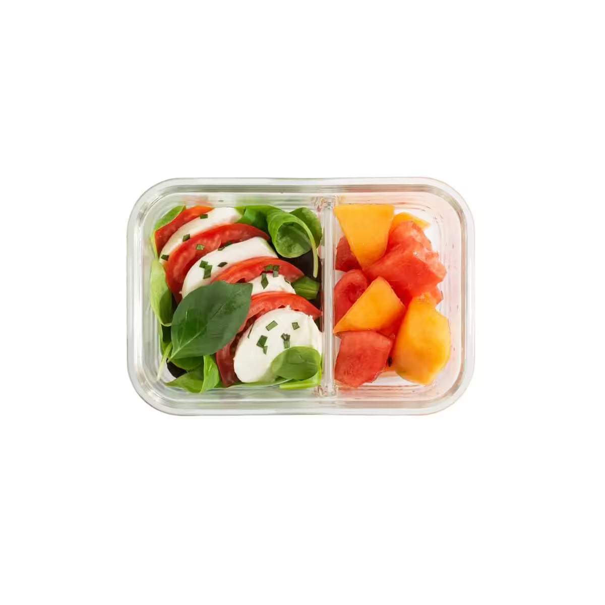 Caserola dreptunghiulara compartimentata 5Five Clipeat, sticla borosilicata, 0.7 L, transparenta