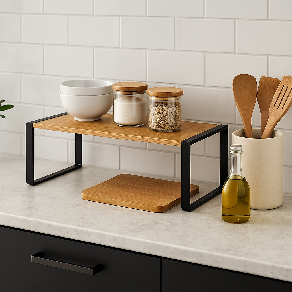 Etajera 5Five Blackwood cu structura metalica, 50x18x15 cm, negru