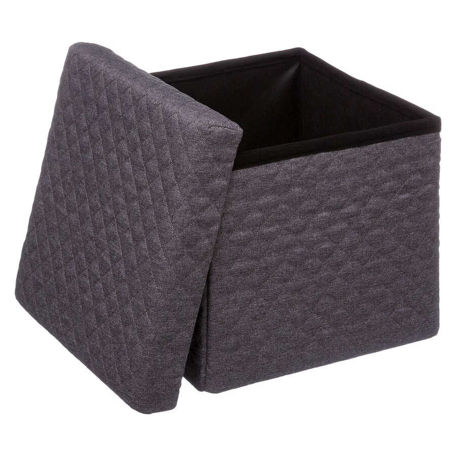 Taburet pliabil 5Five patrat cu spatiu de depozitare, MDF, 31x31x31 cm, gri inchis