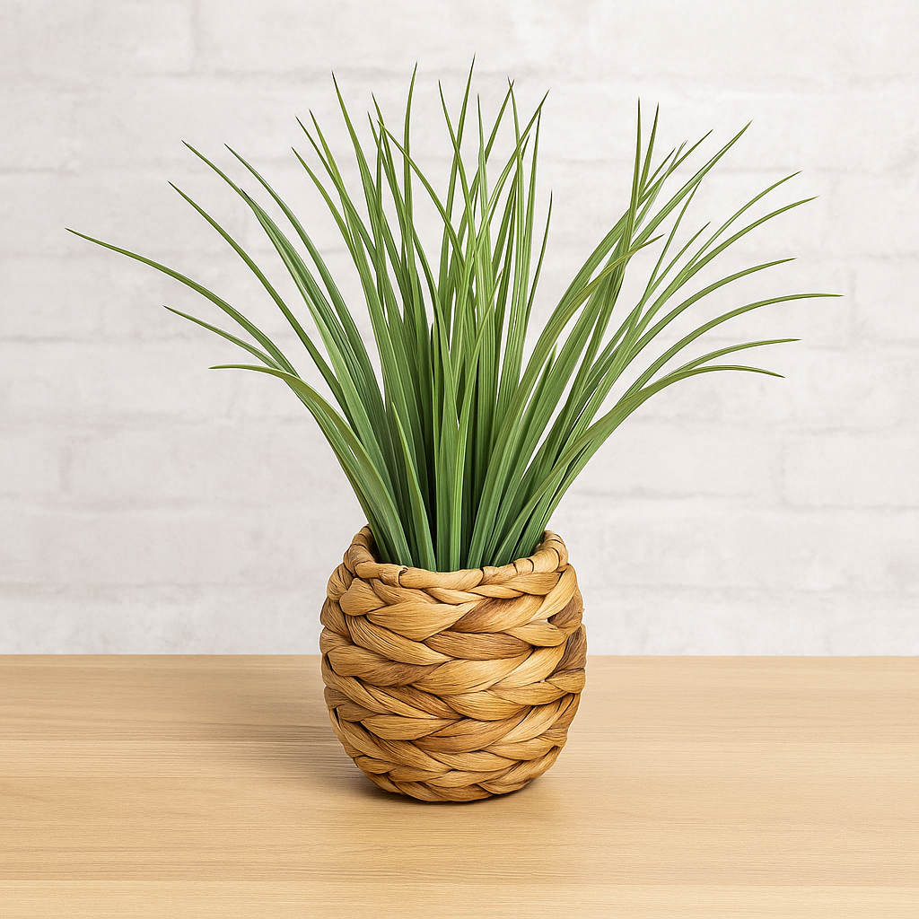 Planta decorativa Atmosphera, iarba in ghiveci impletit, 18x46 cm, maro natur