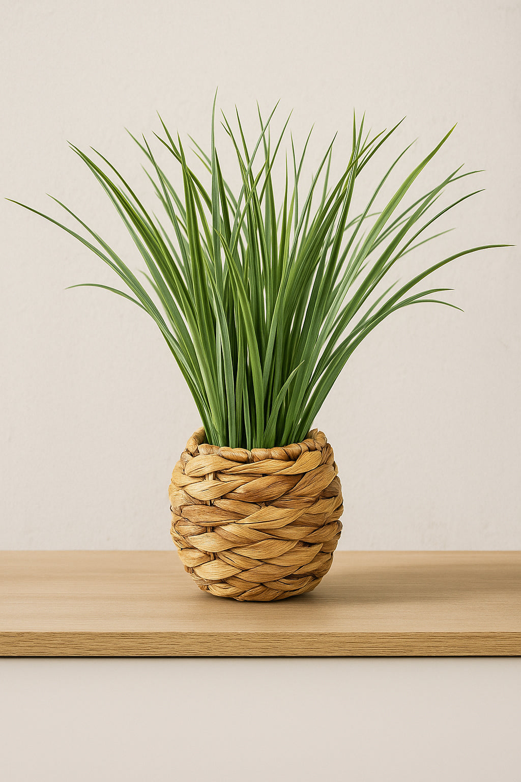 Planta decorativa Atmosphera, iarba in ghiveci impletit, 18x46 cm, maro natur