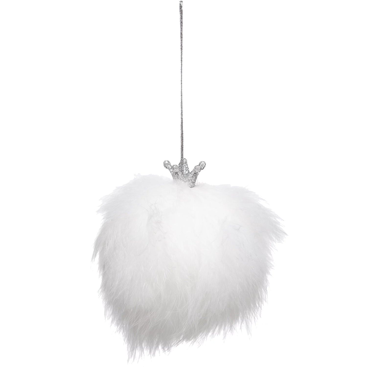 Glob decorativ Atmosphera cu finisaj pufos, diametru 8 cm, alb