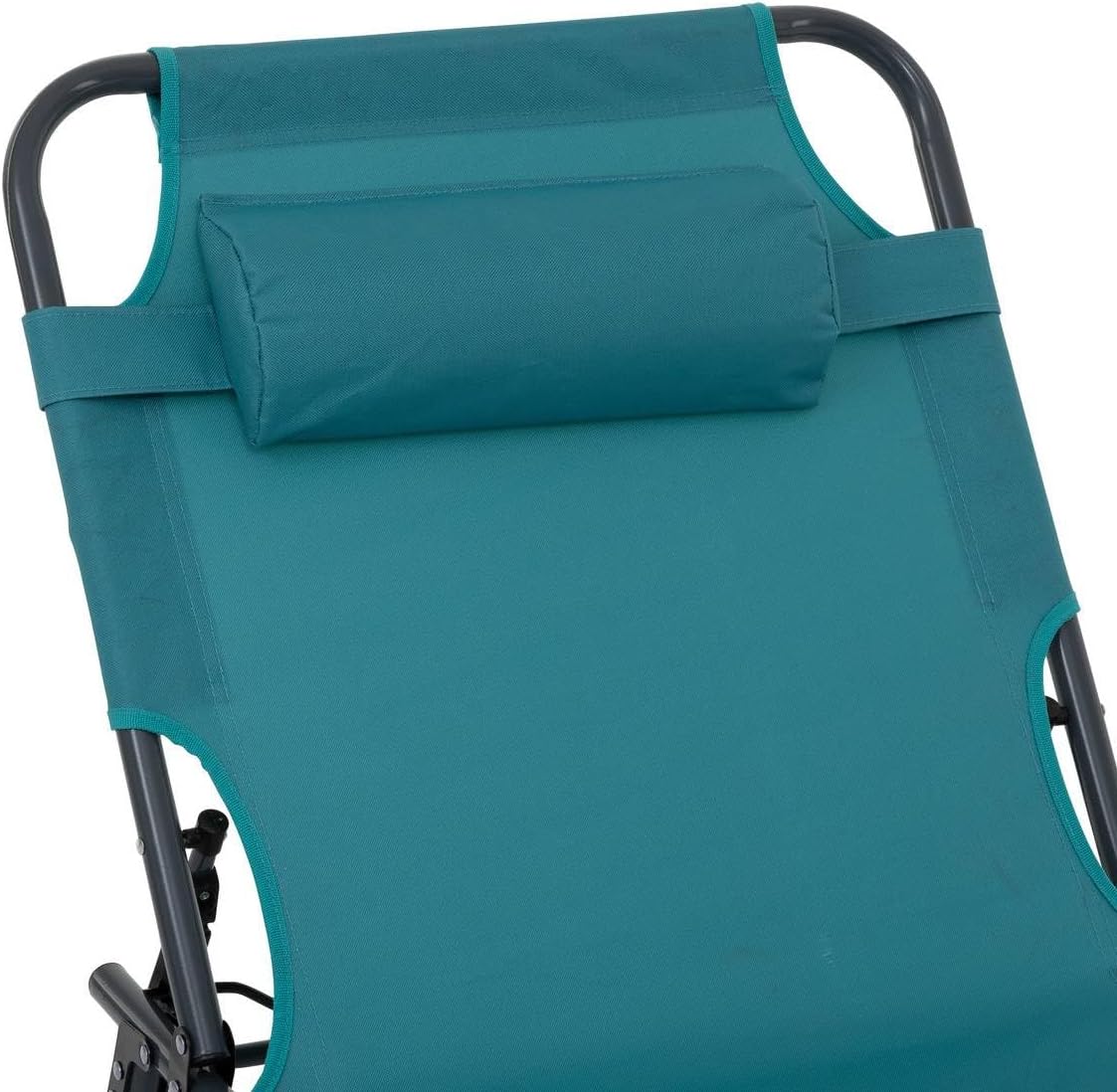 Sezlong 5Five Beach Chair, cadru metalic, pliere compacta, 173x56x27 cm, albastru turcoaz
