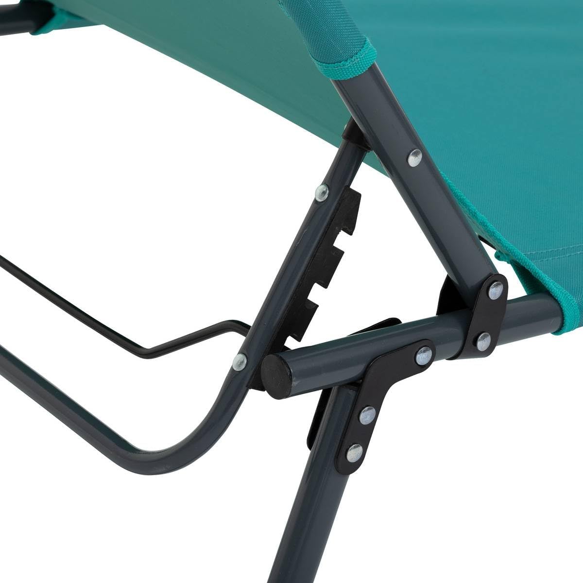 Sezlong 5Five Beach Chair, cadru metalic, pliere compacta, 173x56x27 cm, albastru turcoaz