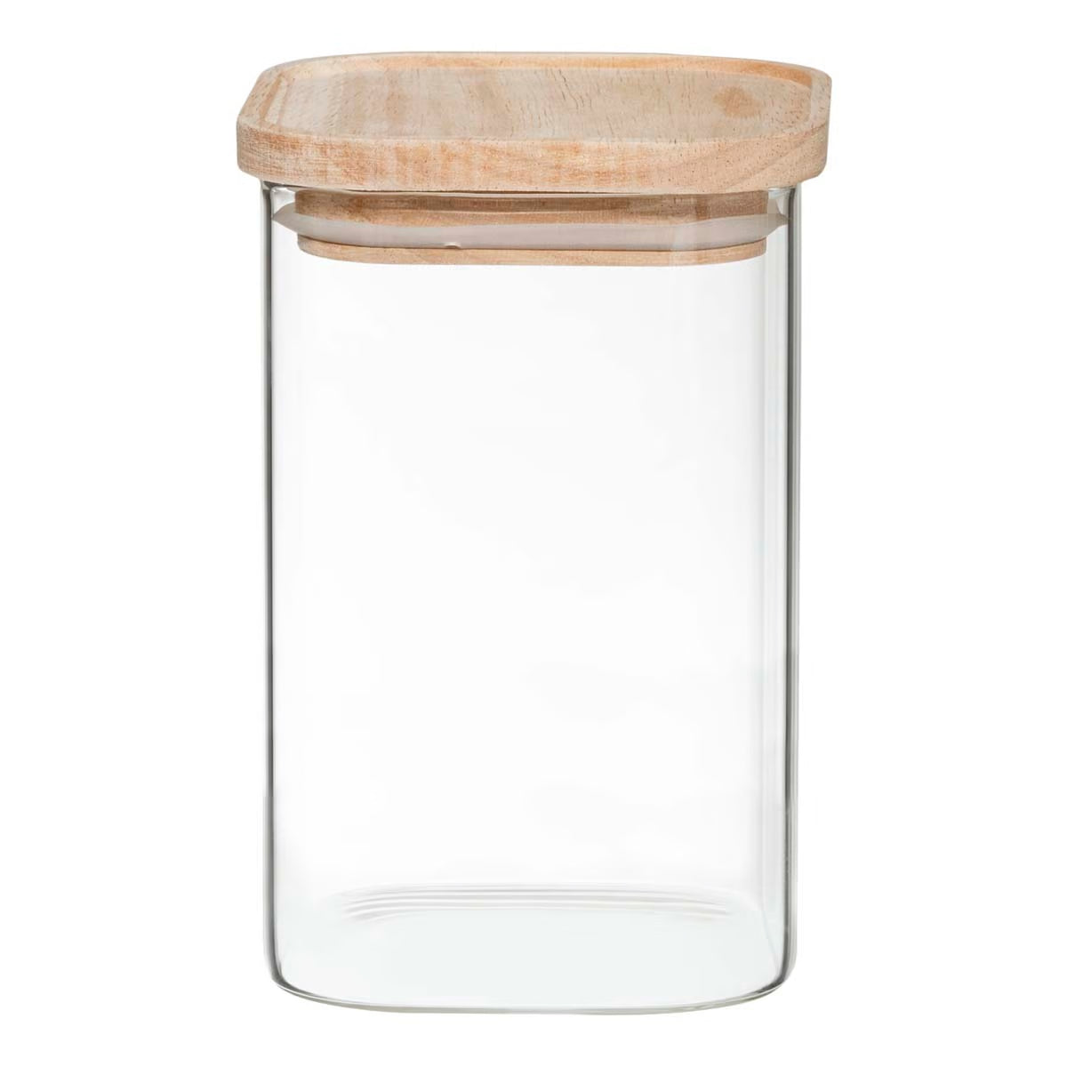 Set 4 borcane depozitare ermetice 5Five, sticla borosilicata si capac lemn, transparent