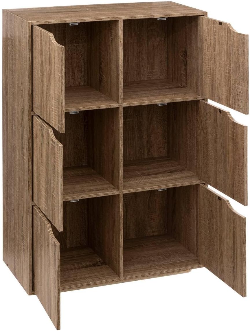 Comoda 5Five Mix n Modul, 6 compartimente, finisaj stejar, 67x32x101 cm, bej