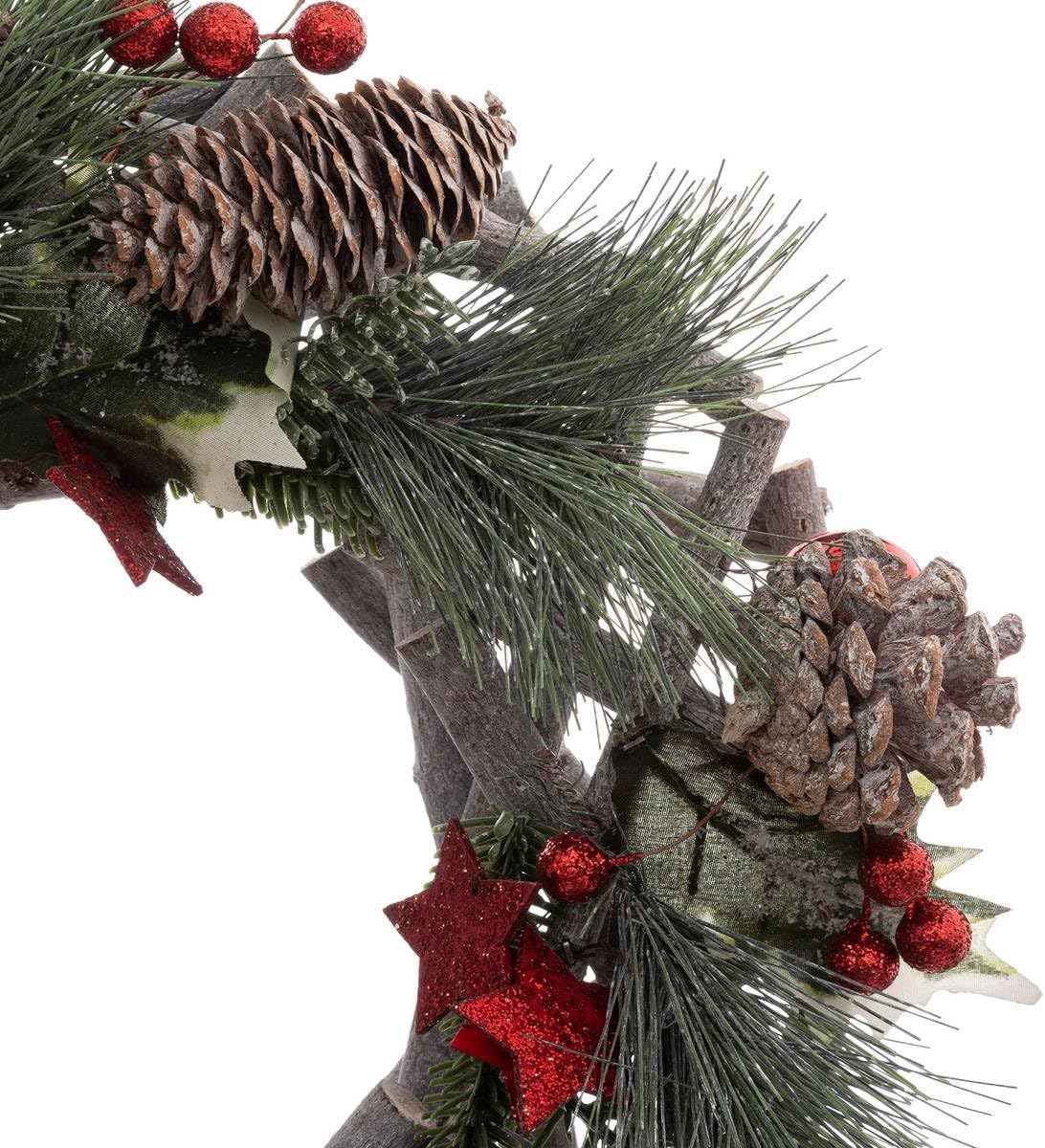 Coronita decorativa cu crengute, pentru Craciun, diametru 30 cm, cu plante uscate