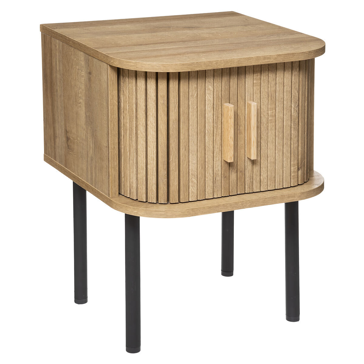 Noptiera Atmosphera Colva cu 2 usi, MDF si picioare metalice, 40x40x53 cm, bej