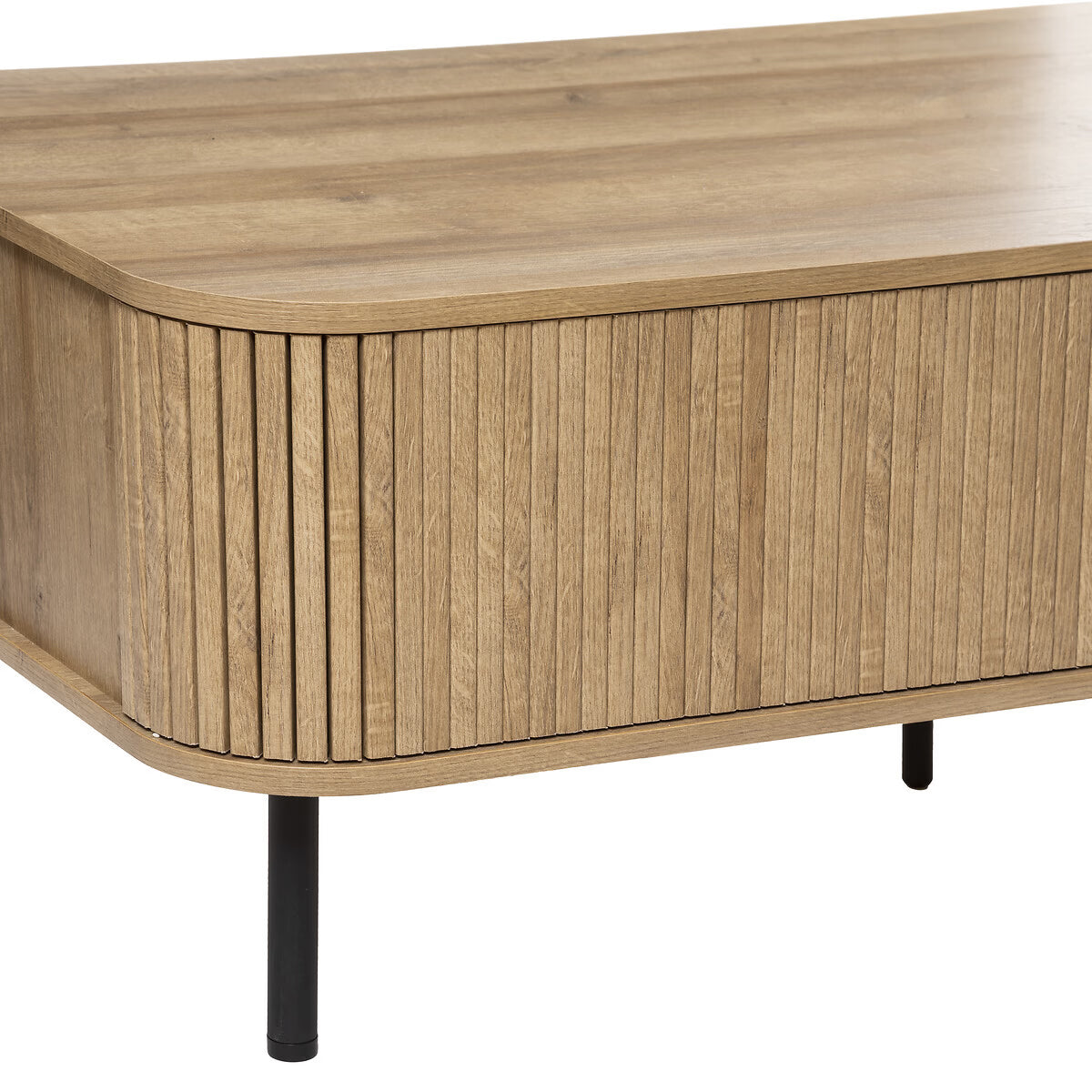 Masuta de cafea Atmosphera Colva cu 2 usi glisante, MDF si otel, 120x60x41 cm, bej