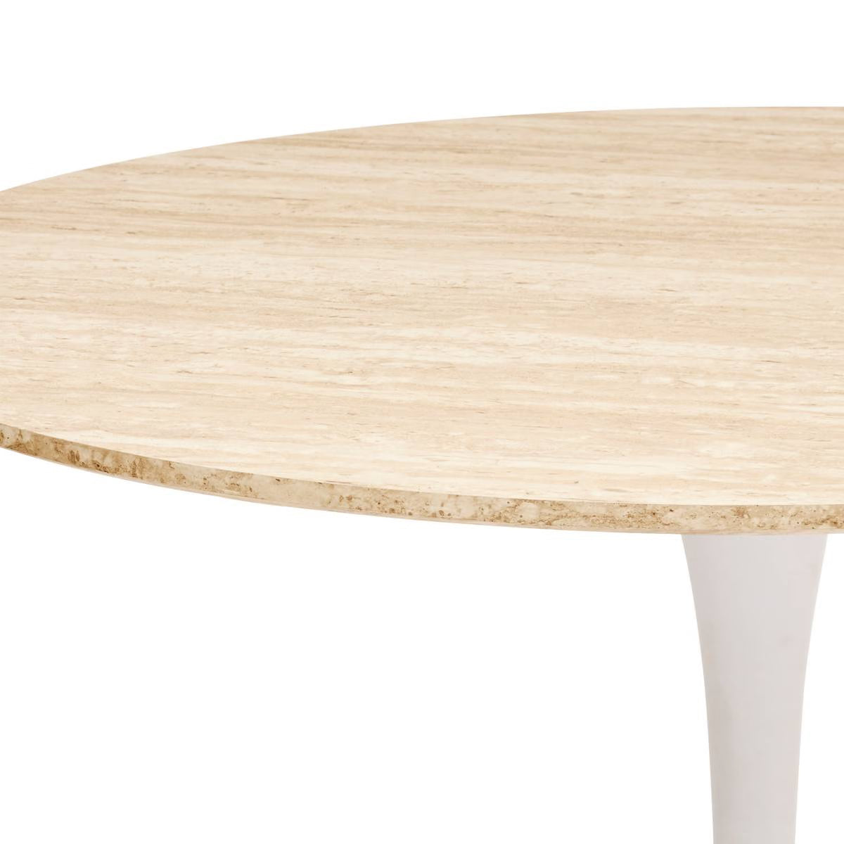 Masa rotunda Atmosphera Elias, 102x74 cm, MDF si metal, bej si alb