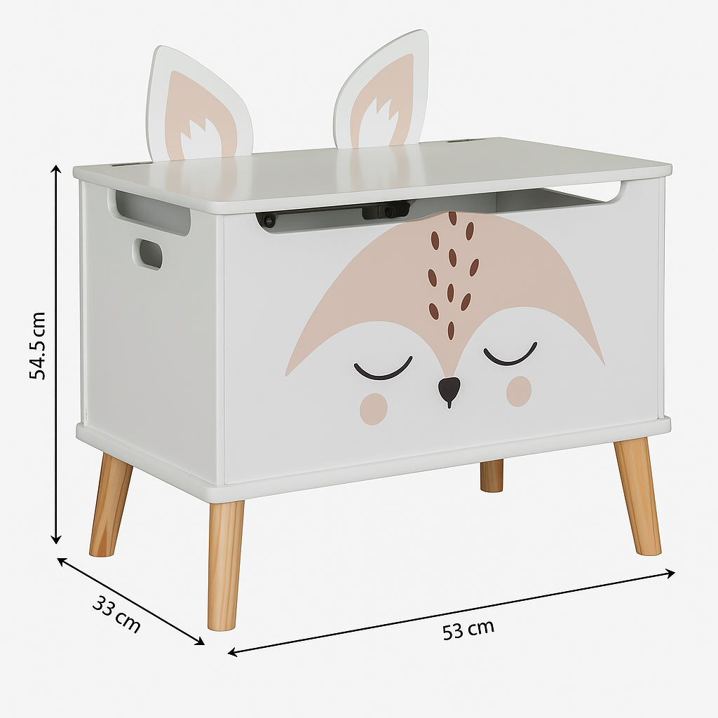Lada depozitare Atmosphera for kids Renard, 53x33x55 cm, MDF cu picioare lemn, alb