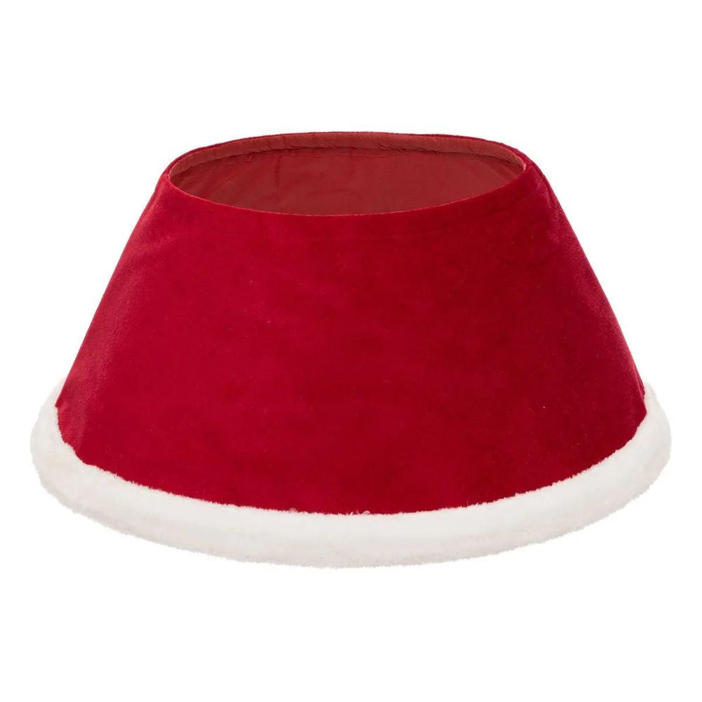 Husa decorativa tip fusta pentru bradul de Craciun, pufoasa, diametru 56 cm, rosu