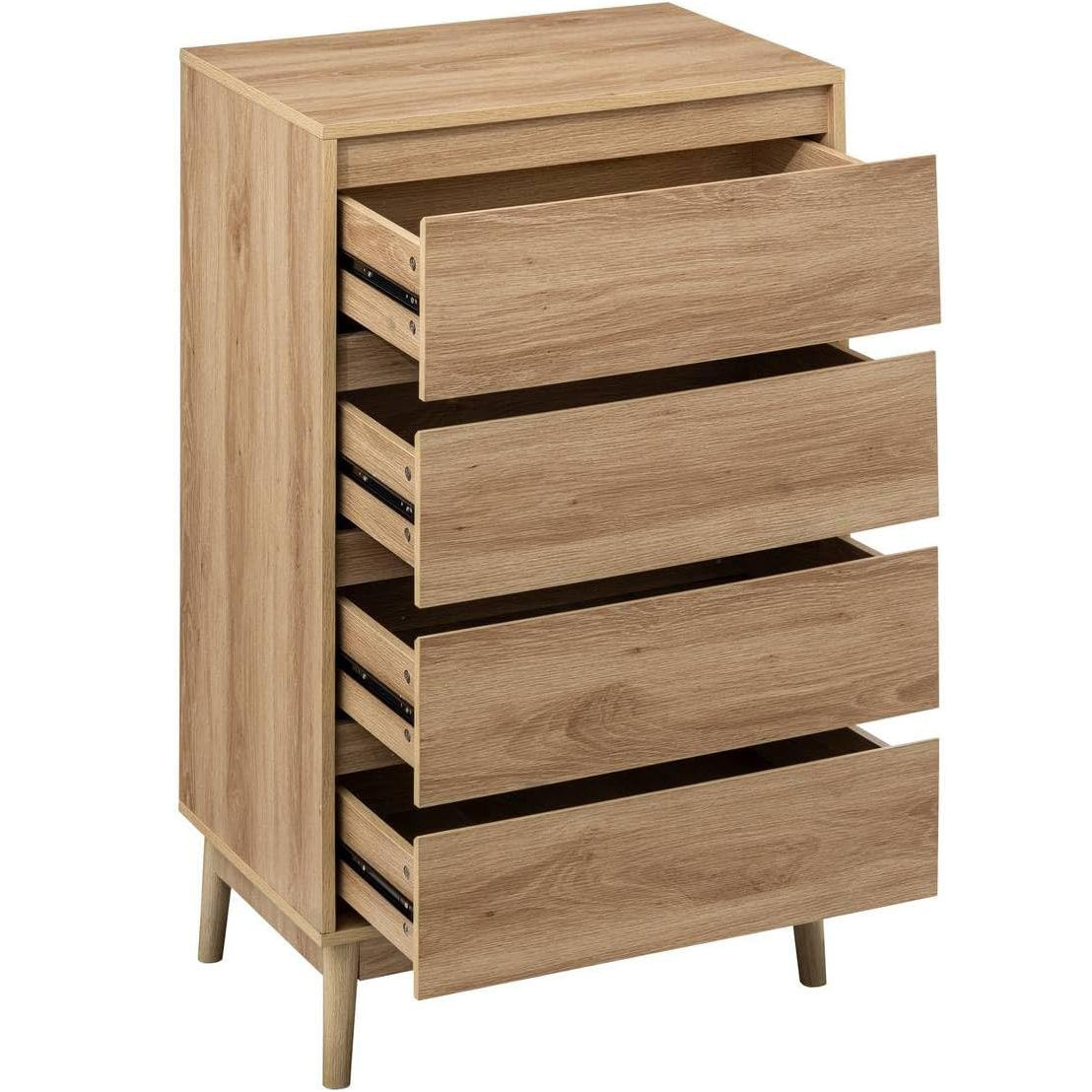 Noptiera Abana cu 4 sertare, PAL si MDF, 60x40x107 cm, bej