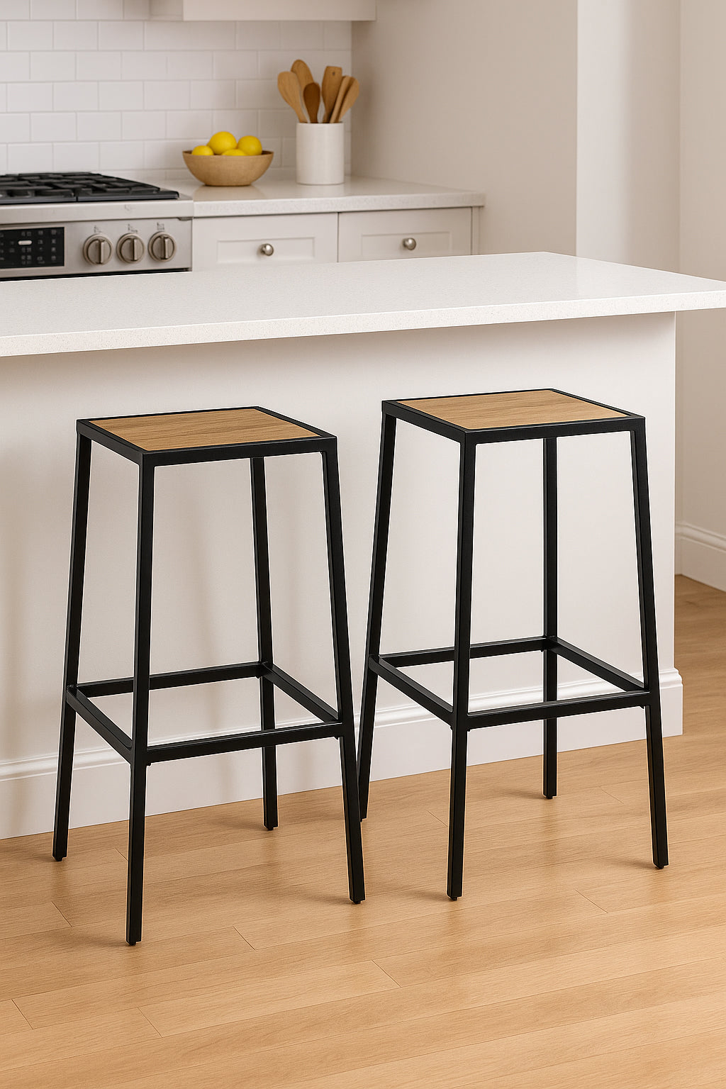 Set 2 scaune bar 5Five Aliaj din otel, 32x32x71 cm, negru