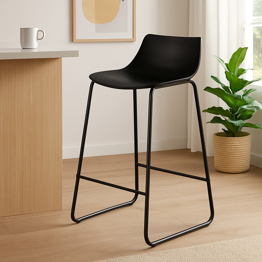 Scaun bar Atmosphera Otac, 47x49x83 cm, polipropilena si metal, negru