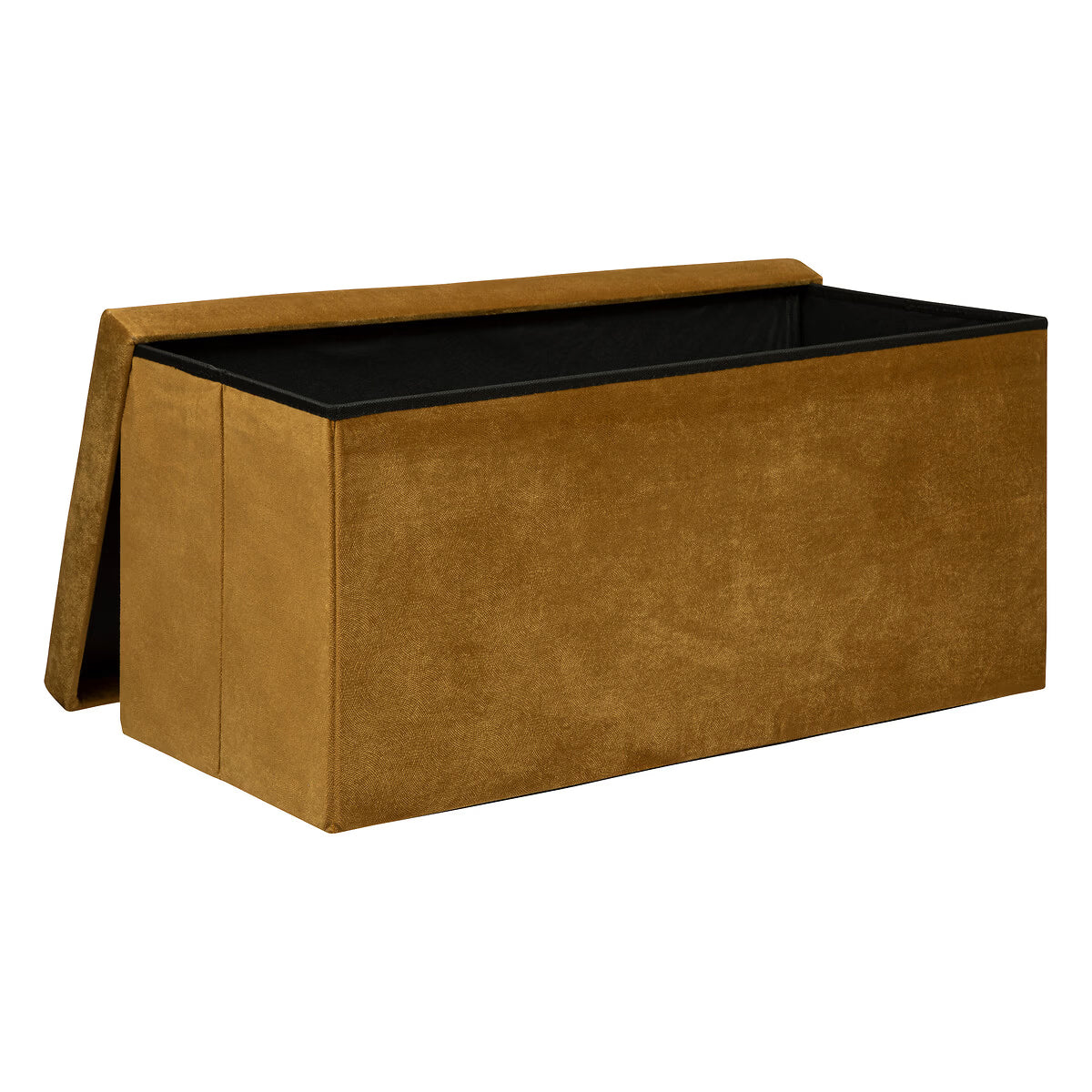 Taburet pliabil Atmosphera Lilou cu spatiu depozitare 80L, 76x38x38 cm, galben mustar
