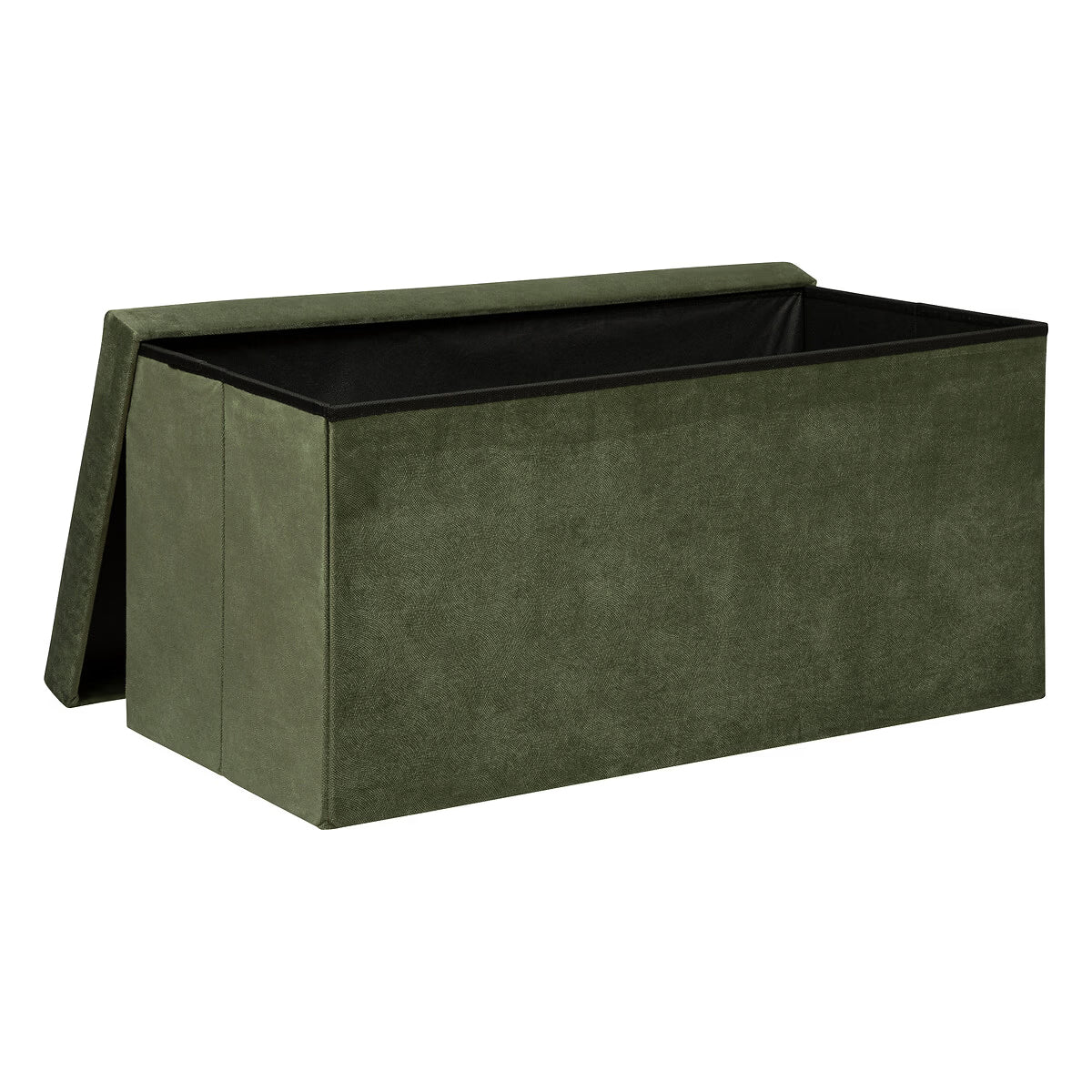 Taburet pliabil Atmosphera Lilou cu spatiu depozitare 80L, 76x38x38 cm, verde khaki