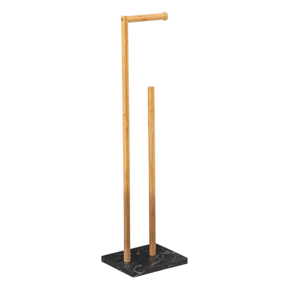 Suport hartie igienica 5Five Lea cu spatiu depozitare, bambus, 22x18x78 cm, negru si maro